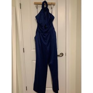 Guess - Navy High Neck with Deep V  Jumpsuit